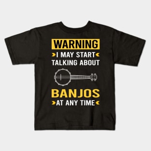 Warning Banjo Banjoist Kids T-Shirt